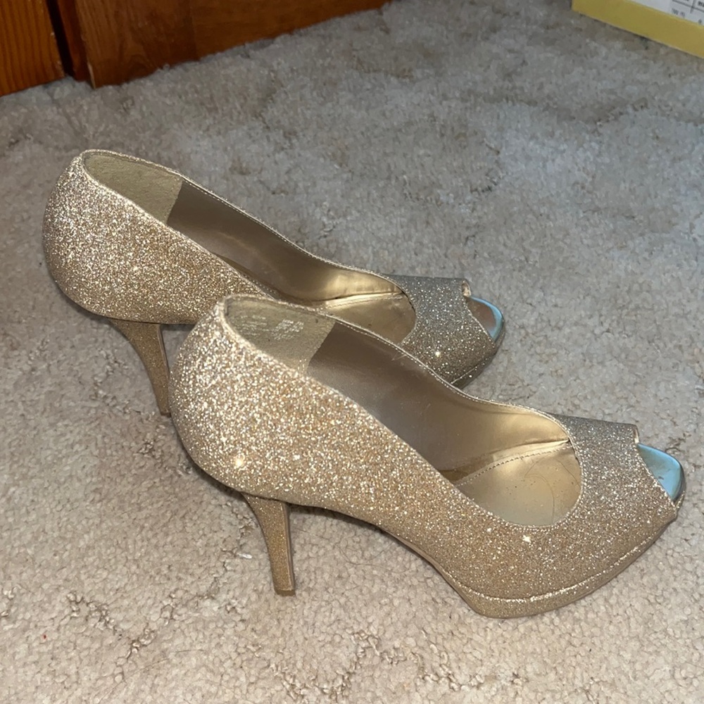 Gold Glitter Heels